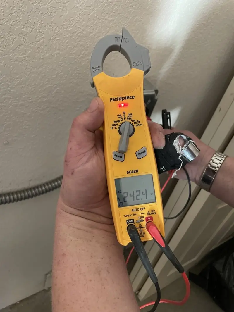 Voltage testing with clamp meter during Hot Tub / Pool Electrical Wiring in West Richland